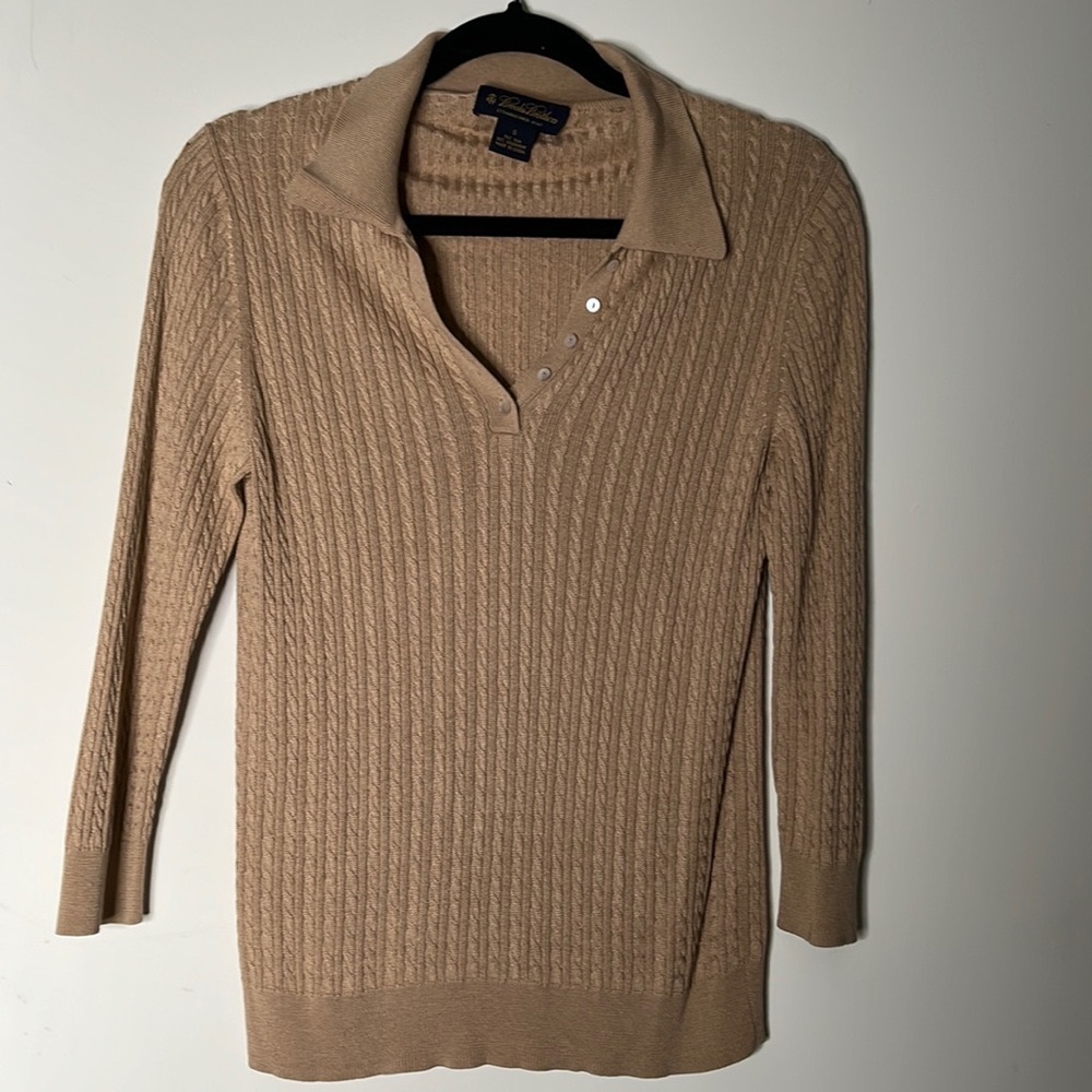 Brooks brothers polo collar knit sweater cashmere silk size S